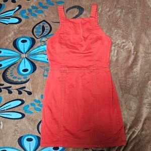 Zara Women's medium red pinafore dress